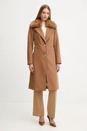 Płaszcze damskie - Guess płaszcz z dodatkiem wełny KAROLE kolor brązowy W5BL19 W2642 - miniaturka - grafika 1
