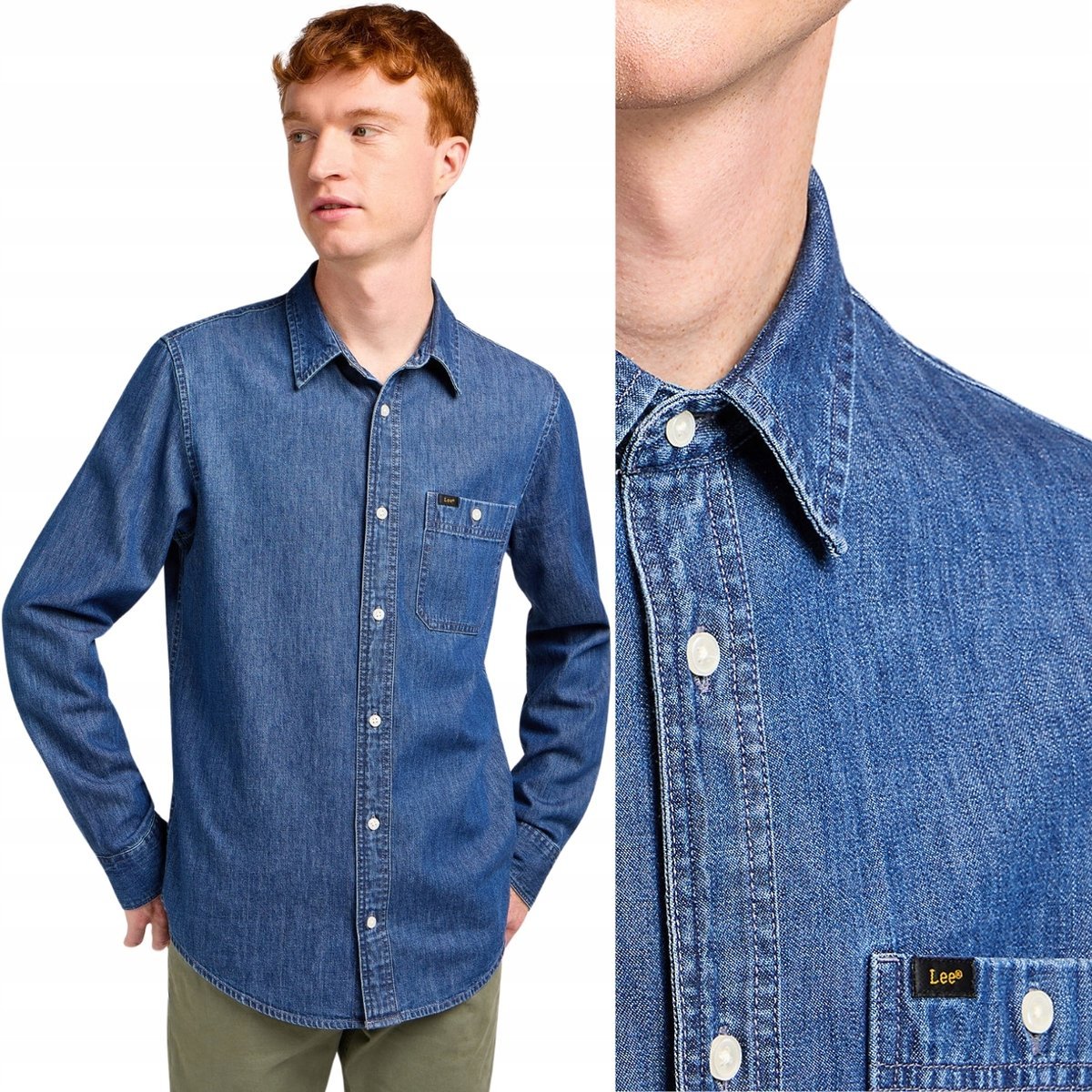 Lee Leesure Shirt Heirloom Jeansowa Koszula Cienki Ciemny Dżins Regular S