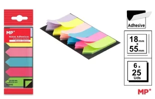 Karteczki samoprzylepne 18x55mm 6x25szt - MP Main Paper - Zakładki do książek - miniaturka - grafika 1