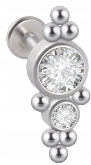 LABRET Śliczne Cyrkonie z Kuleczkami SS316L