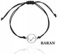 Bransoletki - SREBRNA bransoletka sznurkowa BARAN znak zodiaku srebro925 kolory - miniaturka - grafika 1