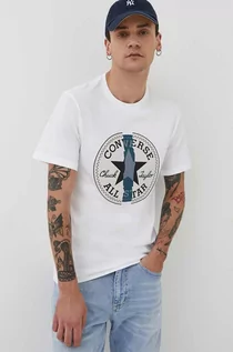 Koszulki męskie - Converse t-shirt bawełniany kolor biały z nadrukiem - grafika 1