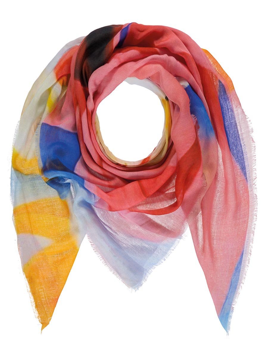 Damski szalik z cyfrowym nadrukiem czerwony Passigatti