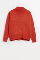 Swetry damskie - Pomarańczowy sweter z półgolfem - Greenpoint - miniaturka - grafika 1