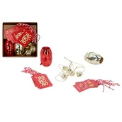 Ozdoby bożonarodzeniowe - Zestaw do pakowania prezentów 12 x 12 x 4 cm czerwono-złoty - miniaturka - grafika 1