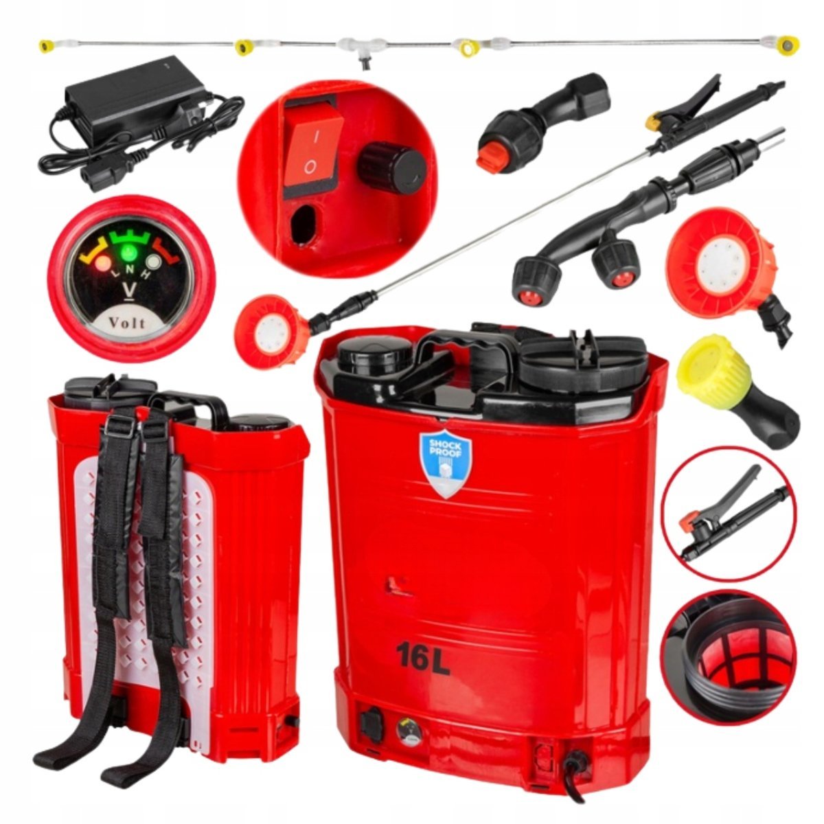 Opryskiwacz Akumulatorowy Plecakowy Ciśnieniowy Elektryczny 16 Litrów Poj