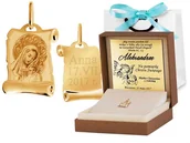 Zawieszki - Murrano Złota Zawieszka 333 Matka Boska na Papirusie Grawer ZZ-182 - miniaturka - grafika 1