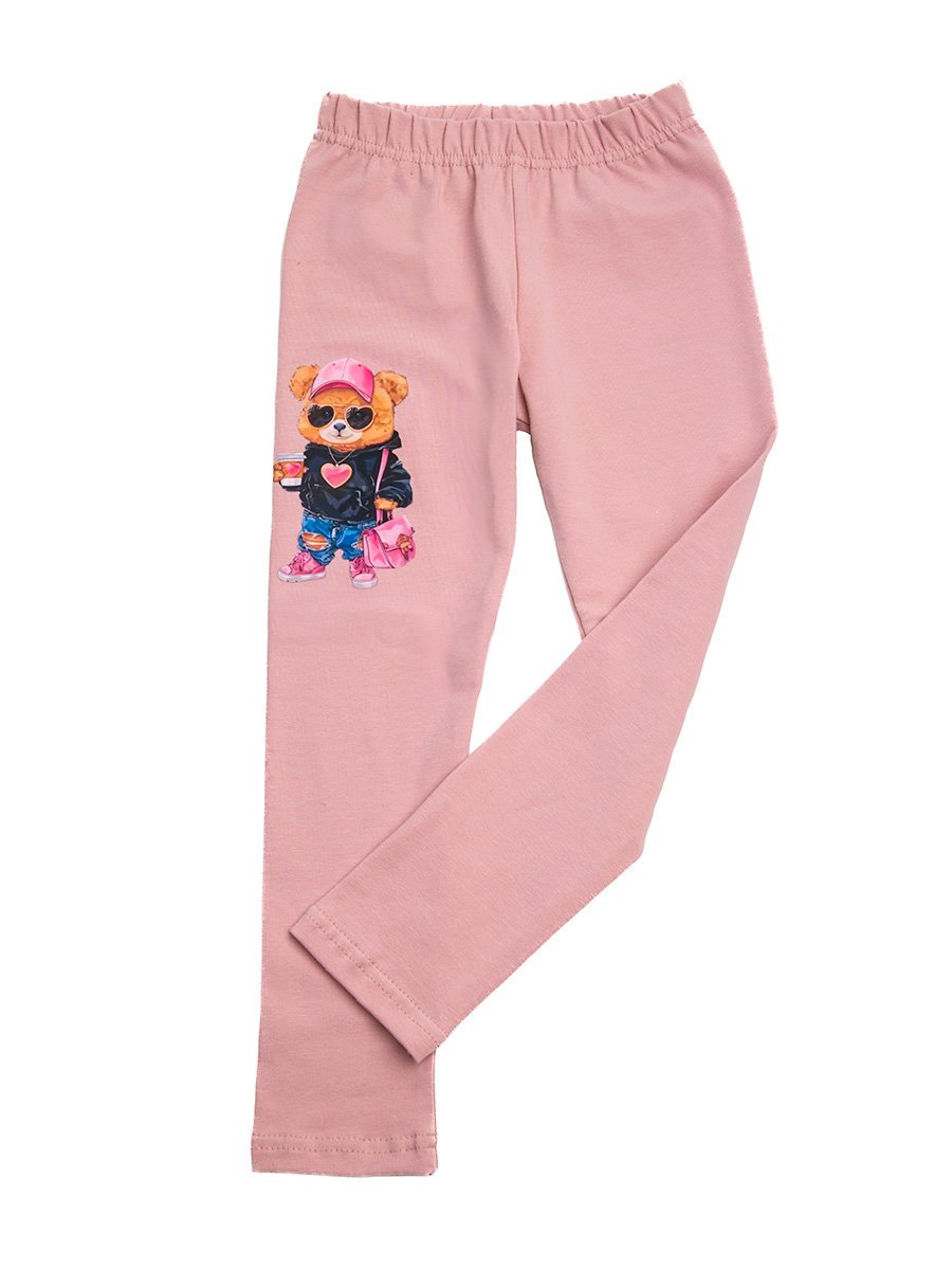 Dziewczęce legginsy z nadrukiem misia serce jasnoróżowe Tup Tup r.122