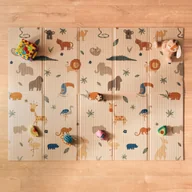 Maty edukacyjne - MATA DO ZABAWY NUBY REVERSIBLE BABY PLAY MAT SAFARI 150x200 CM - miniaturka - grafika 1