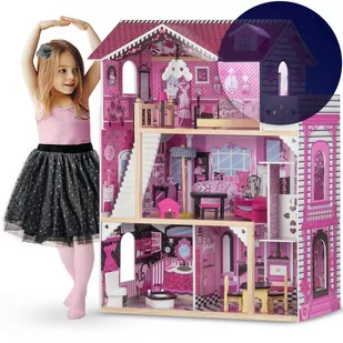 Ricokids Drewniany domek dla lalek duży 3-piętrowy z windą - Domki dla lalek - miniaturka - grafika 1