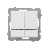 Wyłączniki światła i elektryczne - LEDart wiecznikowy podwójny z podświetleniem pomarańczowym, Ospel SONATA ŁP-2RS/m/00, bez ramki, kolor biały - miniaturka - grafika 1