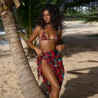 Stroje kąpielowe - Zestaw plażowy bikini i chusta - Różowy - miniaturka - grafika 1