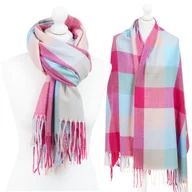 Apaszki i szaliki damskie - DUŻY CIEPŁY SZAL W KRATKĘ - FROSTFRINGE - SZA-H-90591-13 - miniaturka - grafika 1