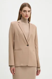 Calvin Klein marynarka z domieszką wełny kolor brązowy jednorzędowa gładka K20K207632 - Marynarki i żakiety damskie - miniaturka - grafika 1