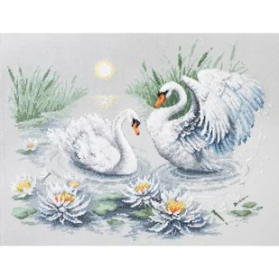 Haft Krzyżykowy - Zestaw Do Haftu - Walc Weselny Łabędzi - Pasmanteria - miniaturka - grafika 1