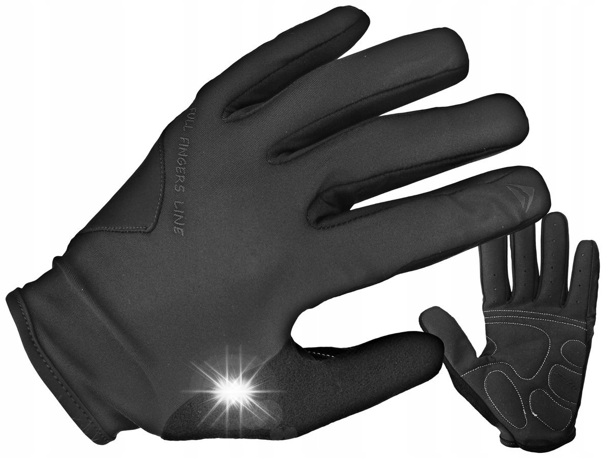 RĘKAWICZKI ROWEROWE MERIDA FULL FINGER LINE ŻELOWE CZARNE / XS