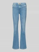 Spodnie damskie - Jeansy rozkloszowane z 5 kieszeniami - miniaturka - grafika 1