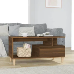 Stolik kawowy brązowy dąb 90x49x45 cm materiał drewnopochodny - Ławy i stoliki kawowe - miniaturka - grafika 1