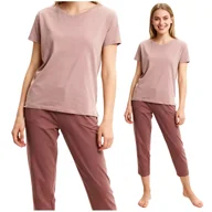 Piżamy damskie - UROCZA PIŻAMA DAMSKA DWUCZĘŚCIOWA MORAJ KRÓTKI RĘKAW GŁADKA MODNA M - miniaturka - grafika 1