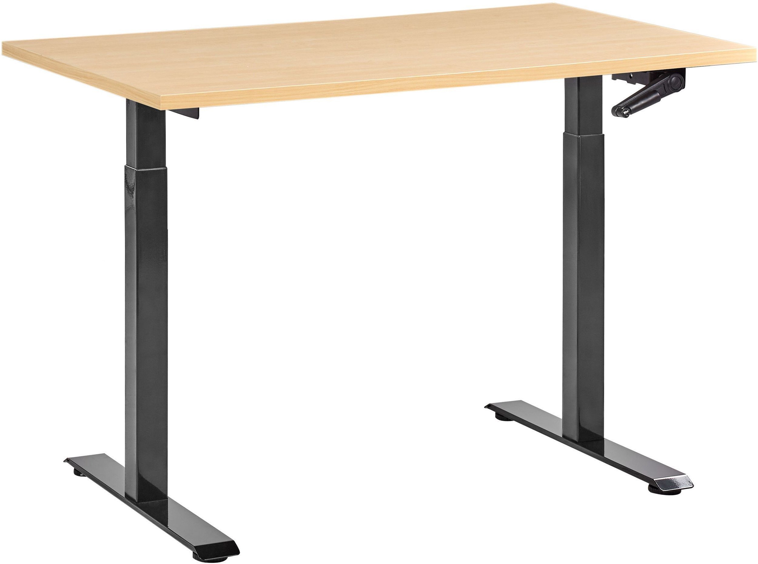 Beliani Biurko regulowane manualnie DESTINES Czarny/ jasny brąz 120 cm 60 cm