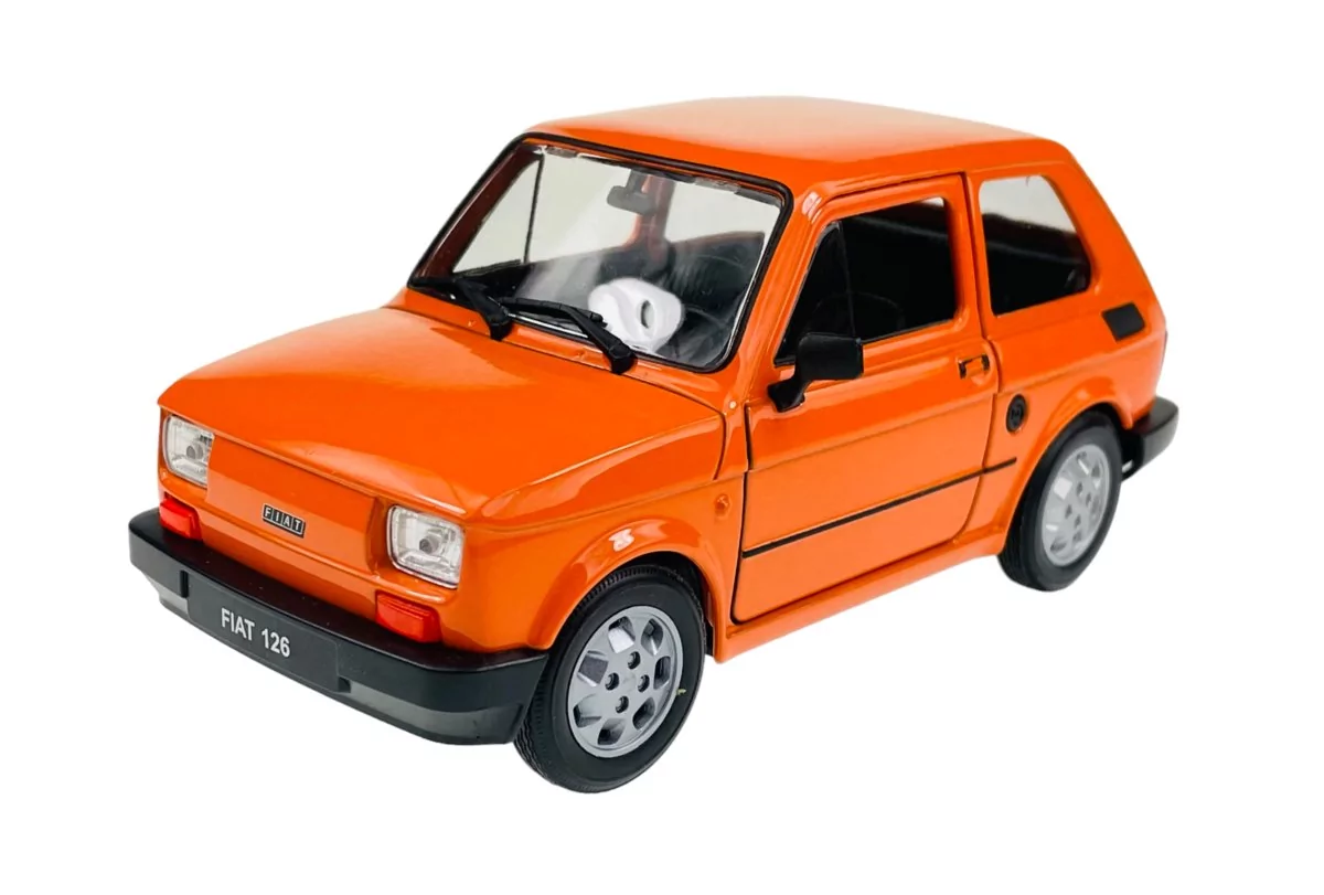 Welly Fiat 126P Pomarańczowy 1:21 Samochód Nowy Metalowy Model