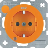 Gniazdka elektryczne - Berker R.1/R.3 Berker Gniazdo SCHUKO z diodą kontrolną LED pomarańczowy, połysk - miniaturka - grafika 1