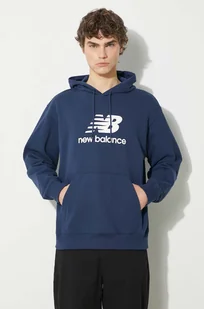 New Balance bluza Sport Essentials męska kolor granatowy z kapturem z nadrukiem MT41501NNY - Bluzy męskie - miniaturka - grafika 1
