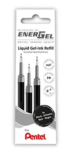 Pentel LRN5-3A wkład do długopisów EnerGel 0,5 Ball = grubość kreski 0,25 mm, końcówka igły, 3 sztuki, czarny - Długopisy - miniaturka - grafika 1