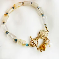 Bransoletki - Bransoletka Harmonia Światła -kryształ górski, perła, rozeta - miniaturka - grafika 1