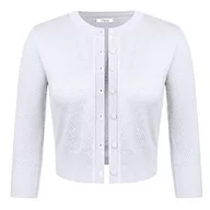 Swetry damskie - iClosam Damskie bolerko, odświętne, eleganckie rękawy 3/4, kardigan, biały, XXL - miniaturka - grafika 1
