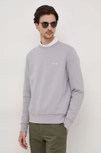 Calvin Klein bluza męska kolor szary gładka - Bluzy męskie - miniaturka - grafika 1