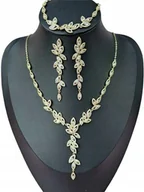 Zestawy biżuterii dla kobiet - Komplet złotej biżuterii ślubnej, cyrkonia sześcienna LOU - miniaturka - grafika 1