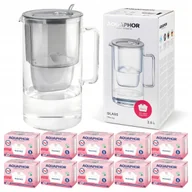 Dzbanki filtrujące - Dzbanek filtrujący szklany Aquaphor Glass Szary + 10 Wkładów Filtry Maxfor - miniaturka - grafika 1