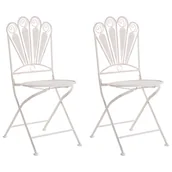 Fotele i krzesła ogrodowe - BELIANI Zestaw 2 krzeseł ogrodowych PAVIA Metal Złamana biel - miniaturka - grafika 1