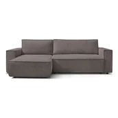 Narożniki - Ciemnobrązowy sztruksowy rozkładany narożnik dwustronny Bobochic Paris Nihad - miniaturka - grafika 1