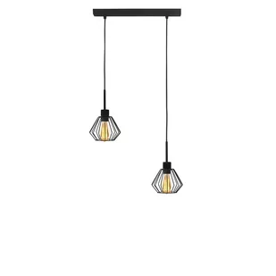 2-punktowa lampa wisząca regulowana ZAFRA LOFT z metalowymi kloszami czarny, czarny null - Lampy sufitowe - miniaturka - grafika 1