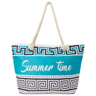 Torebki damskie - Torba plażowa duża SUMMER TIME niebieska na zamek - miniaturka - grafika 1