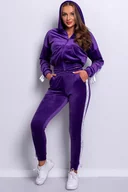 Spodnie sportowe damskie - KLASYCZNY WELUROWY DRES PREMIUM LA PERLA BLUZA+SPODNIE - CIEMNY FIOLET - miniaturka - grafika 1