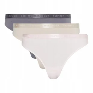 TOMMY HILFIGER STRINGI DAMSKIE MAJTKI THONG 3P GRAFITOWE/BEŻOWE/RÓŻOWE r.XS - Majtki damskie - miniaturka - grafika 1
