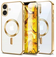 Etui i futerały do telefonów - Etui Do Magsafe Do Apple iPhone 16 Złote, Wzmacniane, Plecki Szkło 9H - miniaturka - grafika 1