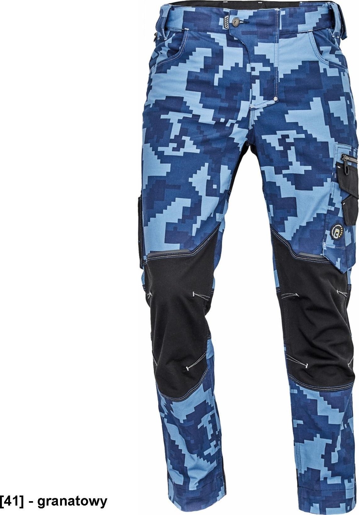 CERVA NEURUM CAMOUFLAGE spodnie - męskie spodnie robocze, 6 kieszeni, elastyczny materiał Trifibetex, nadruk moro, odblaski - granatowy 64