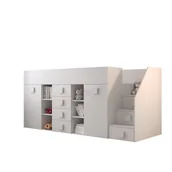 Łóżka dla dzieci i młodzieży - Abiks Łóżko piętrowe Antresola TOLEDO 3 P biały + biały + biały - miniaturka - grafika 1