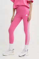 Legginsy - adidas legginsy damskie kolor różowy z aplikacją IS3623 - miniaturka - grafika 1