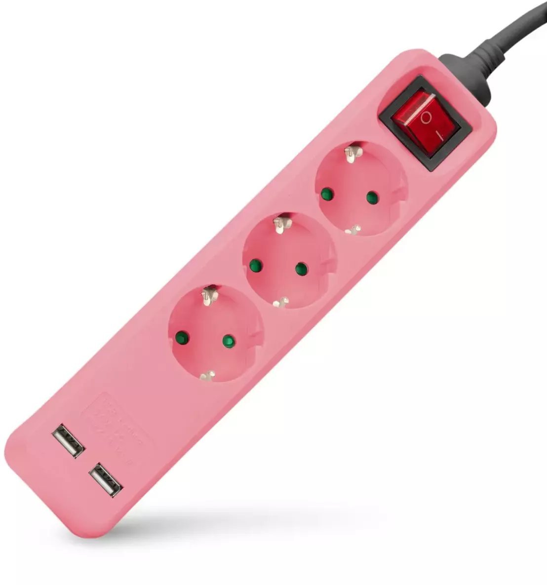 Listwa zasilająca ENTAC Entac Listwa zasilająca 3-gniazdowa 2x USB-A 1,5m różowy ESE1.5G3-1.5-SW-USB-P