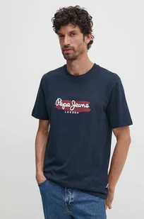 Pepe Jeans t-shirt ARSHAM męski kolor granatowy z nadrukiem PM509713 - Koszulki męskie - miniaturka - grafika 1