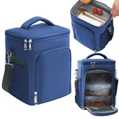 Torby termiczne - Torba Termiczna Izolowana Lodówka Lunch Box 2W1 Granatowy - miniaturka - grafika 1