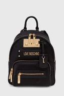 Plecaki - Love Moschino plecak damski kolor czarny mały z aplikacją - miniaturka - grafika 1