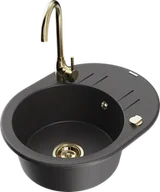 Zlewozmywaki z baterią - Mexen Kevin zlewozmywak granitowy 1-komorowy z ociekaczem i baterią kuchenną Telma, czarny nakrapiany - 6517-76-670200-50 - miniaturka - grafika 1