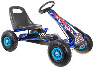 Duży Gokart na Pedały Gumowe Pompowane Koła Regulacja Niebieski - Jeździki dla dzieci - miniaturka - grafika 1