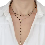 Naszyjniki - Naszyjnik długi STAL SZLACHETNA POZŁACANA gwiazdka - miniaturka - grafika 1